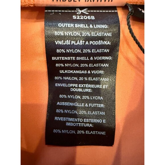 NWT Andrea Iyamah Kiara High Rise Two-Tone Ruffle Bikini Bottom Peach/Deep Red - Picture 14 of 16